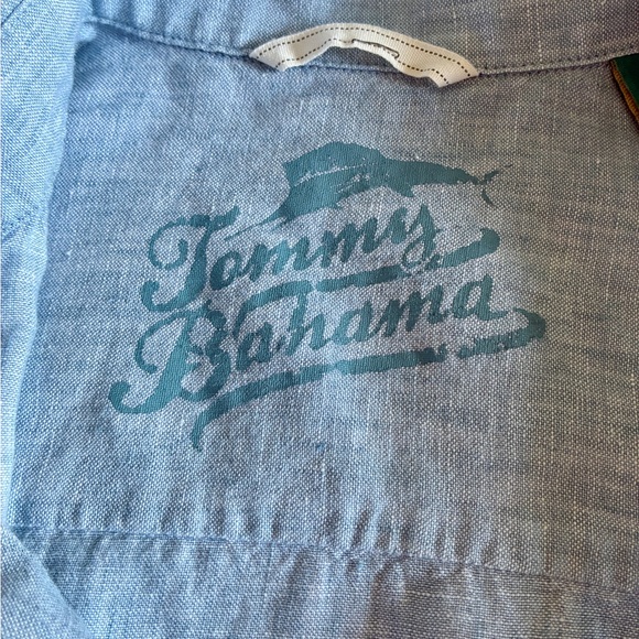 Tommy Bahama 100% Linen Light Blue Button-Down Long Sleeve Shirt M - Picture 10 of 12